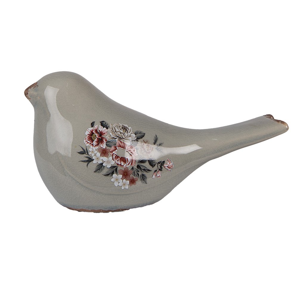 Decoratie Beeld Vogel 25x10x13 cm Grijs Keramiek