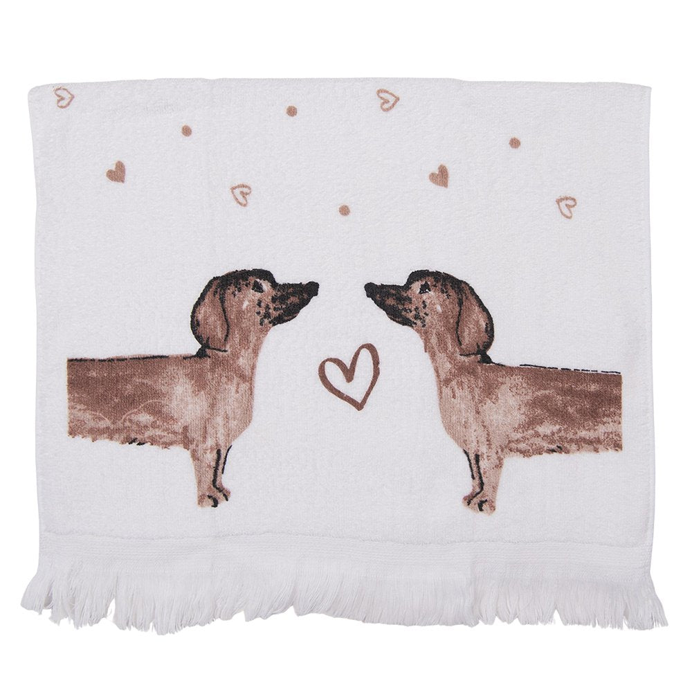 Gastendoekje 40x66 cm Beige Bruin Katoen Teckels Toilet Handdoek