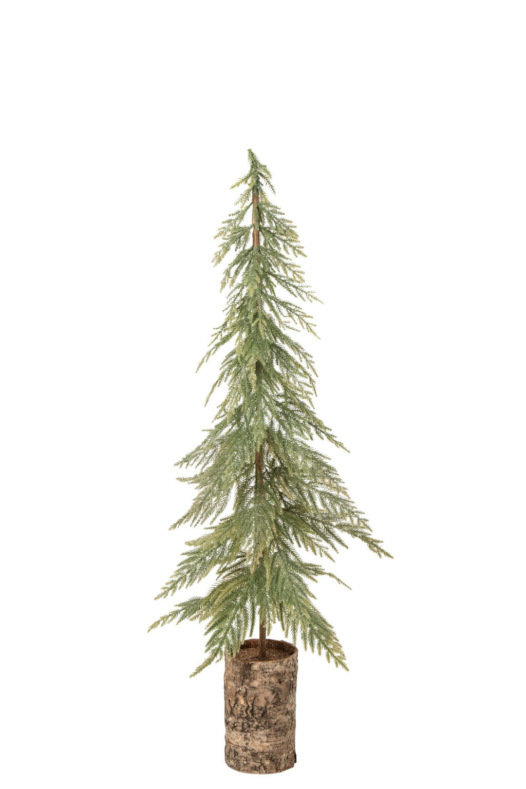 J-Line kerstboom op houten voet - PE - donkergroen/naturel - M