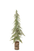 J-Line kerstboom op houten voet - PE - donkergroen/naturel - M