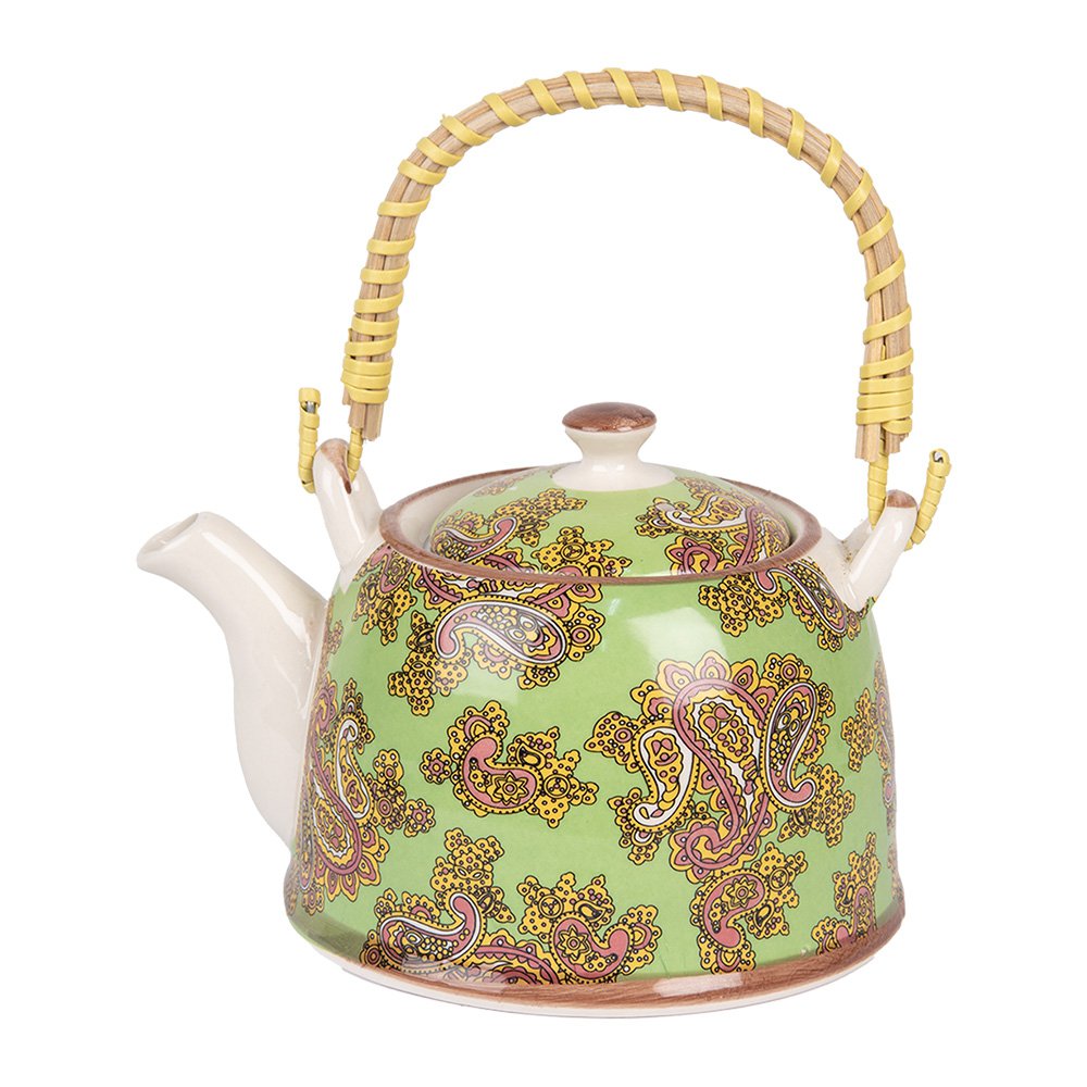Theepot met Filter 800 ml Groen Rood Keramiek