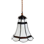 Hanglamp Tiffany Ø 15x115 cm wit Bruin Glas Hanglamp Eettafel
