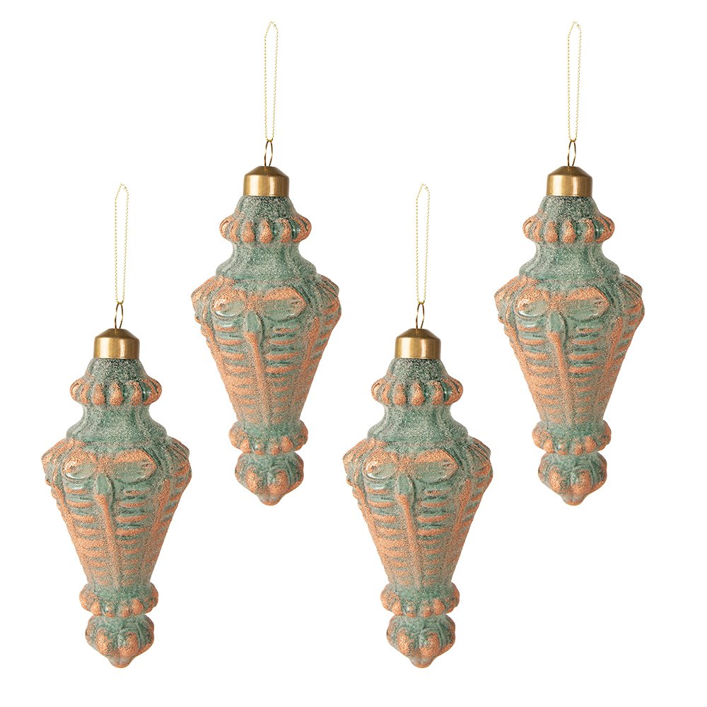 Kerstbal Set van 4 Ø 6 cm Koperkleurig Glas Kerstboomversiering