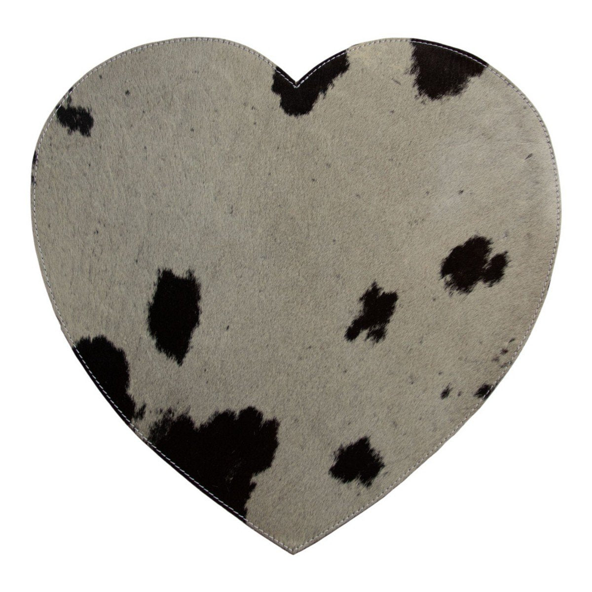 Placemat koehuid hart zwart/wit 39cm