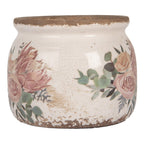 Bloempot Ø 12x10 cm Beige Keramiek Bloemen