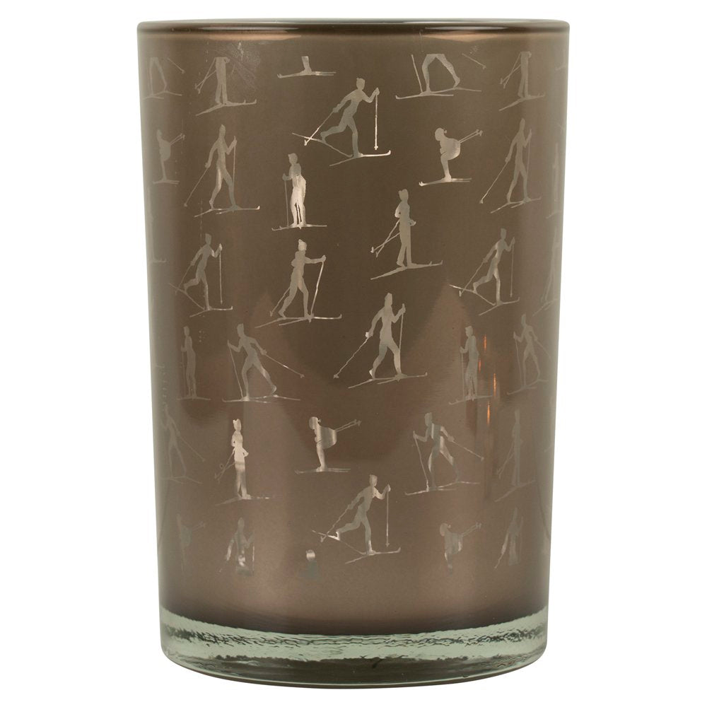 Theelichthouder ski taupe zilver large 18cm