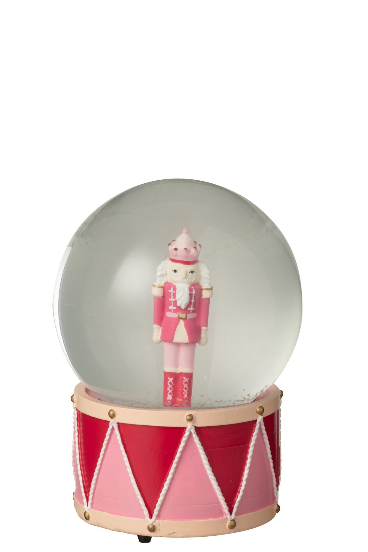 J-Line decoratie waterbol Notenkraker - polyresin - wit/roze
