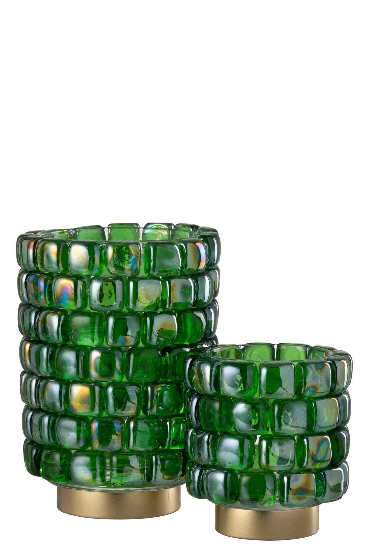 J-Line Theelicht Vierkant Mozaiek Glas Groen Large