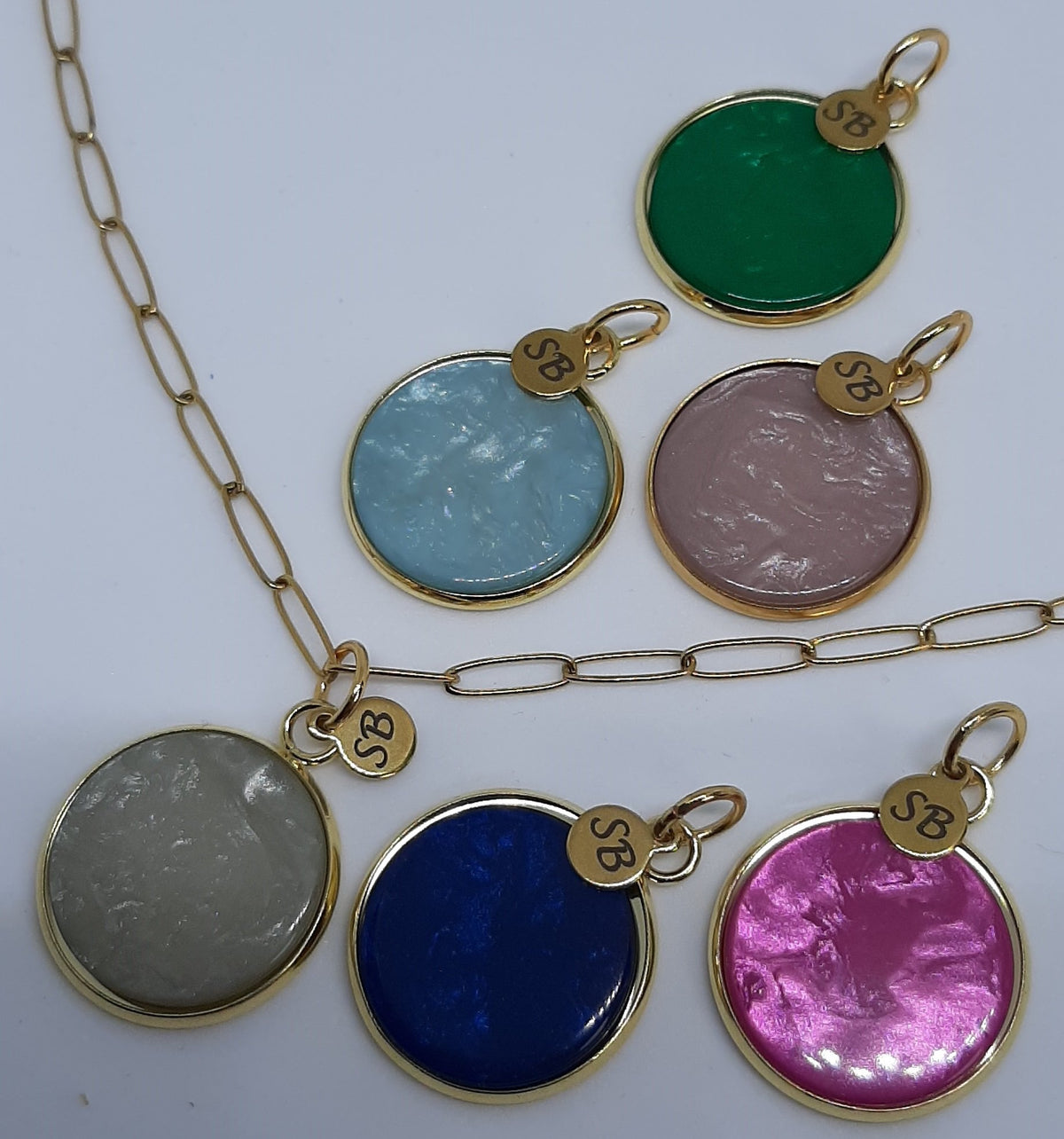 Paperclip ketting met hanger roestvrij staal verguld