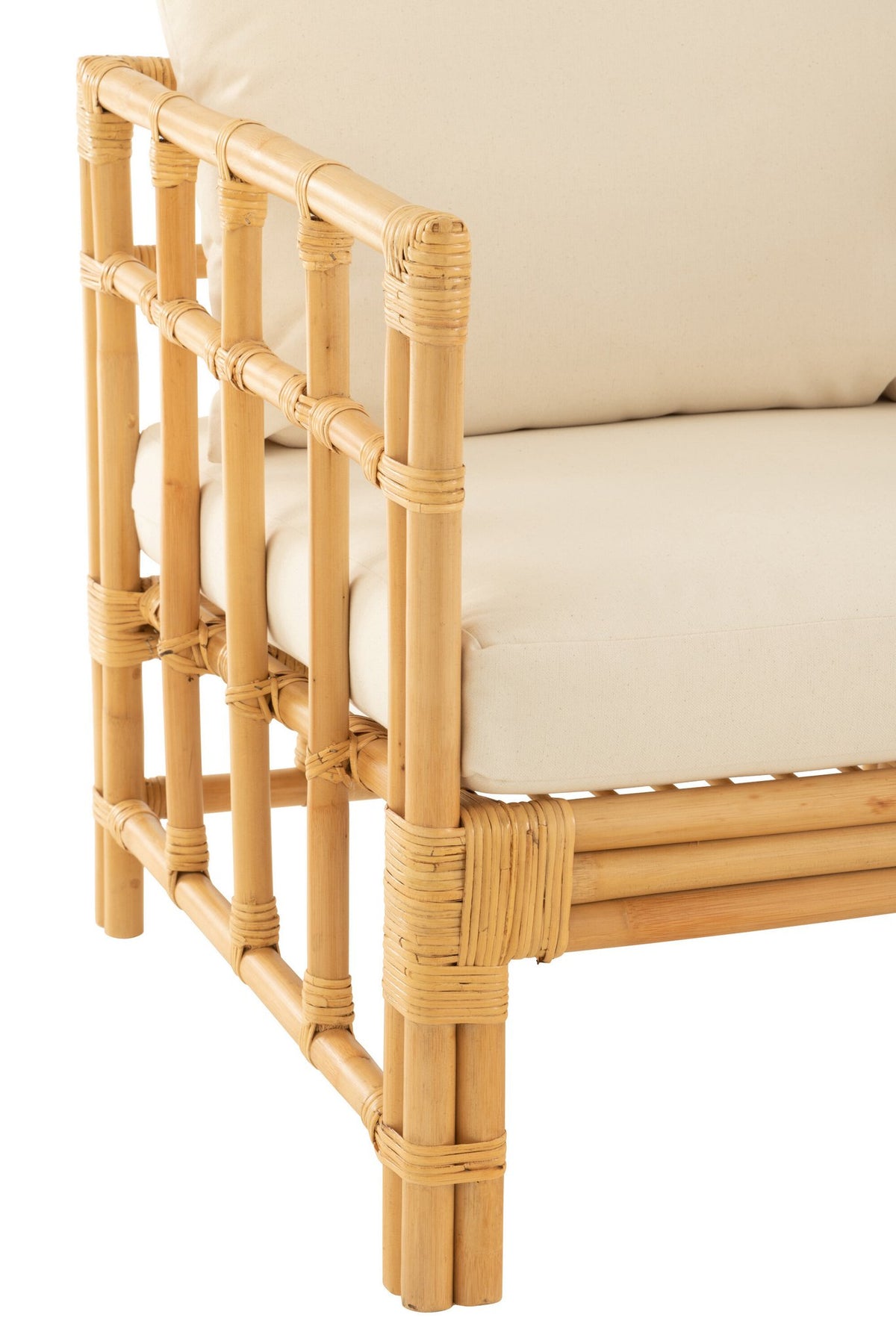 J-Line armstoel Elise + Kkussen - rotan/textiel - naturel/wit