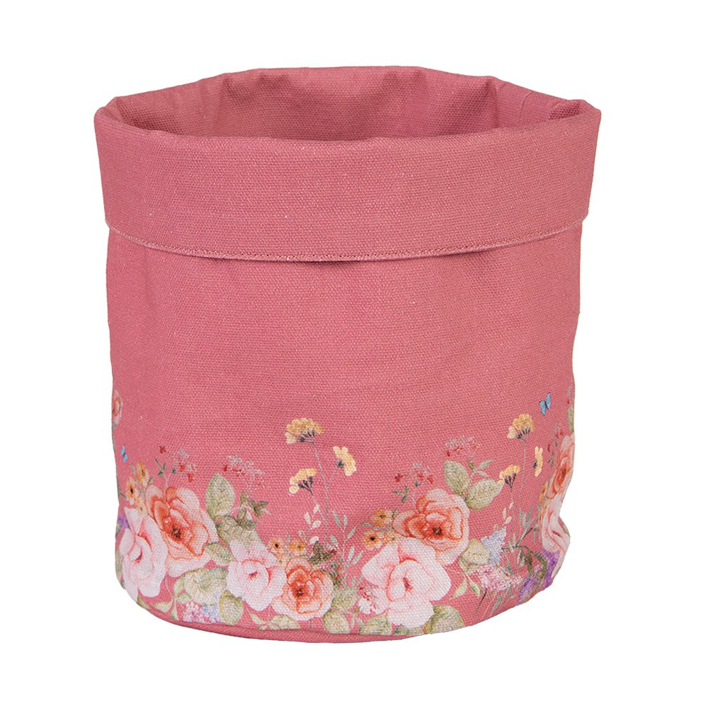 Broodmand Ø 15x16 cm Roze Katoen Bloemen