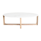Ovale marmeren salontafel - Wit - 120x60x38 cm