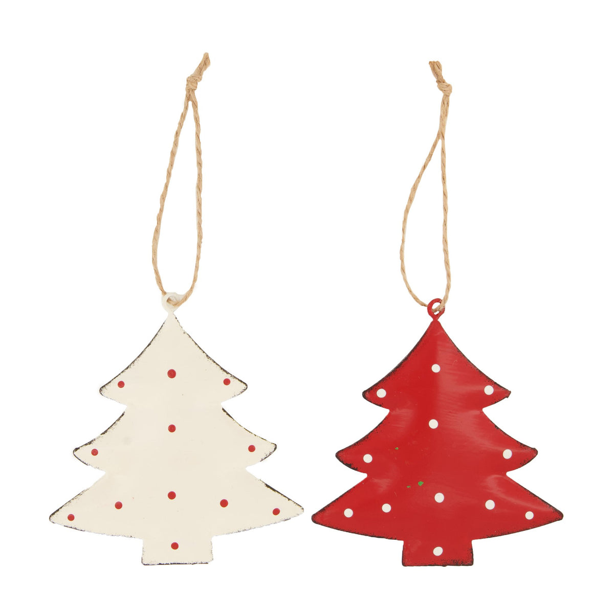 Hanger metaal boom 4st 9cm rood-wit mix