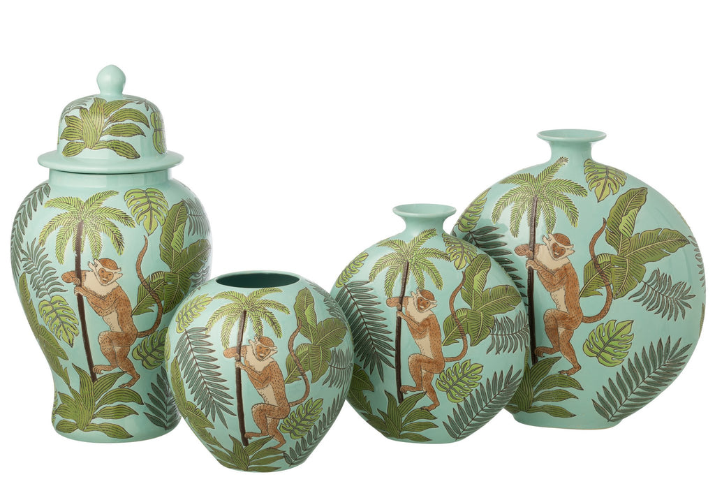 J-Line voorraadpot Decoratief Aap - porselein - mix