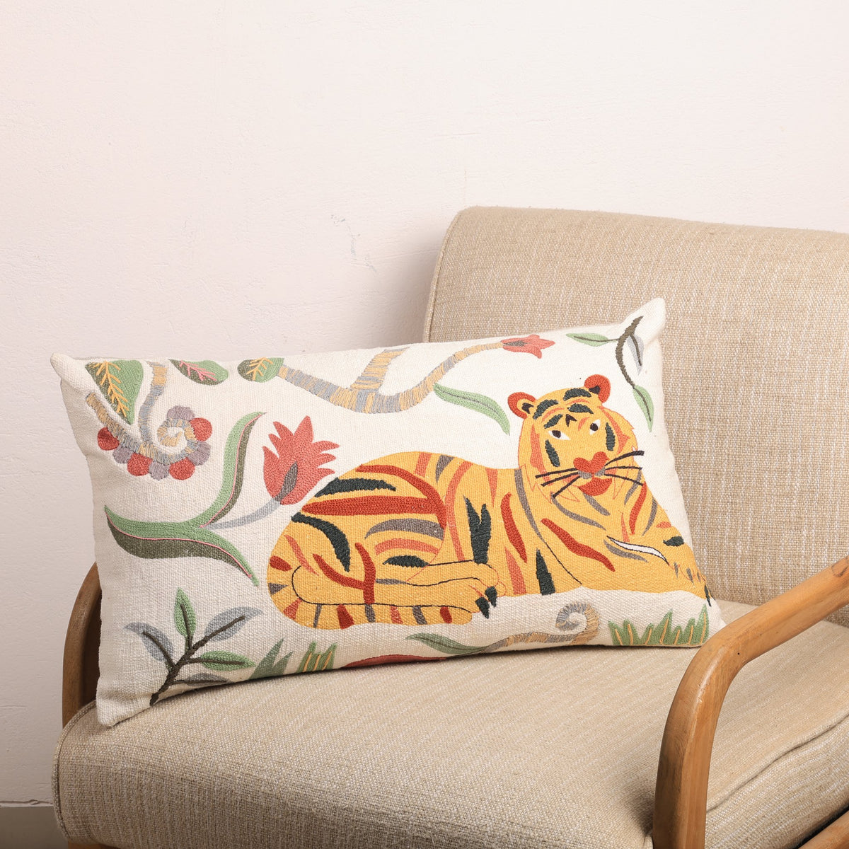 Lumbaal katoenen kussen - Tiger Design - 35 x 60 cm