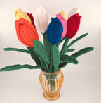 Luna-Leena 2x bloemtulp Hollands geel - zachte wol - handgehaakt in Nepal