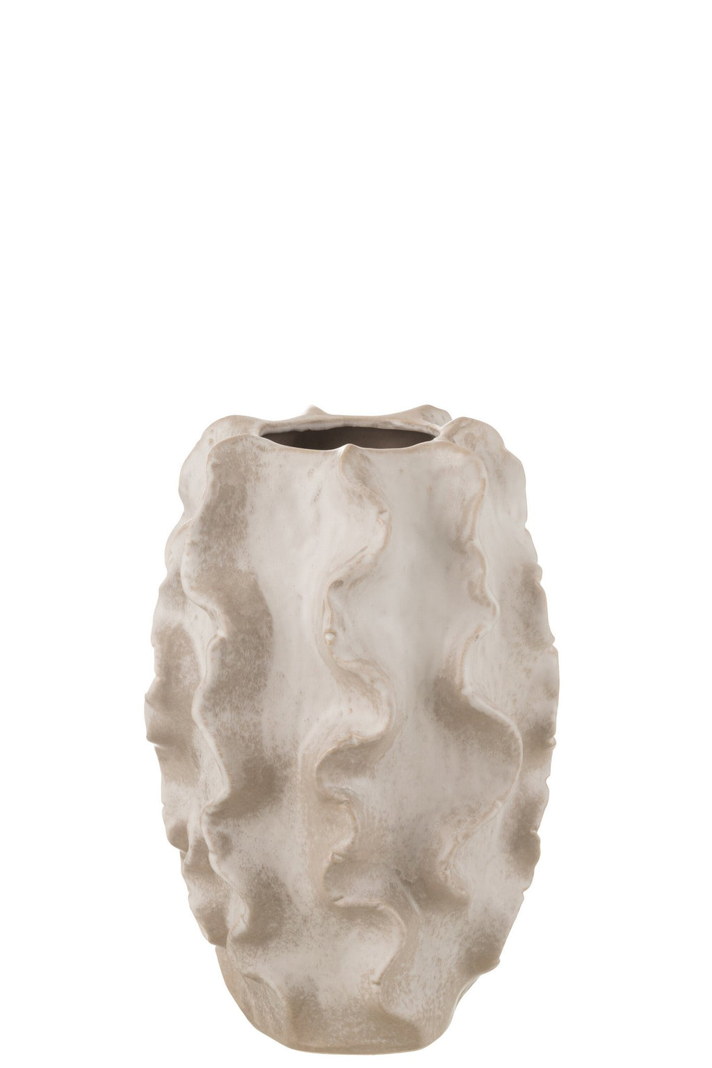 J-Line vaas Abstract Golven - klei - beie - small - 37.5 cm hoog