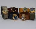 Leren ring SS39 Swarovski element 24k gold