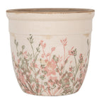 Bloempot Ø 18x17 cm Beige Keramiek Bloemen