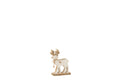 J-Line decoratie Rendier Op Voet - hout - wit - small