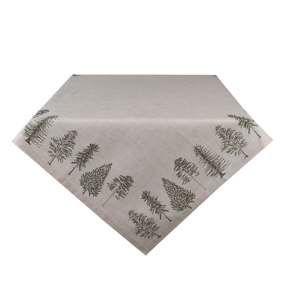 Tafelkleed 130x180 cm Beige Groen Katoen Dennenbomen