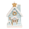 Gingerbread house met LED 9x8x15 cm Blauw Polyresin