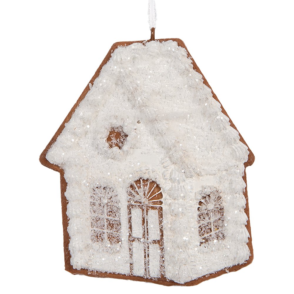 Kersthanger Gingerbread house 9x1x10 cm Wit Kunststof