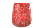 J-Line Windlicht Mozaiek Driehoek Glas Rood/Roze Large