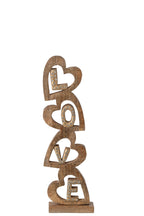 J-Line Love met strasshart - mangohout - naturel/goud - small
