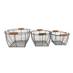 Opbergmand Set van 3 35x26x14 cm Bruin IJzer Mand