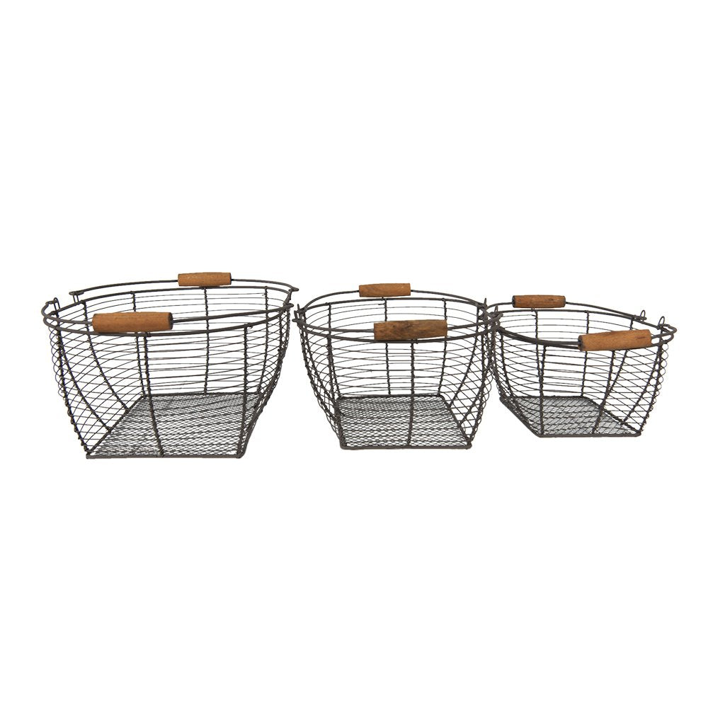 Opbergmand Set van 3 35x26x14 cm Bruin IJzer Mand