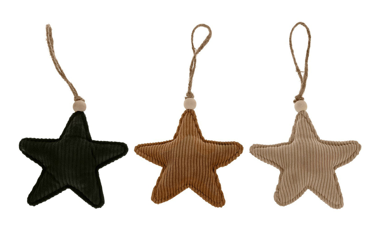 Stoffen ster hanger 13cm multi