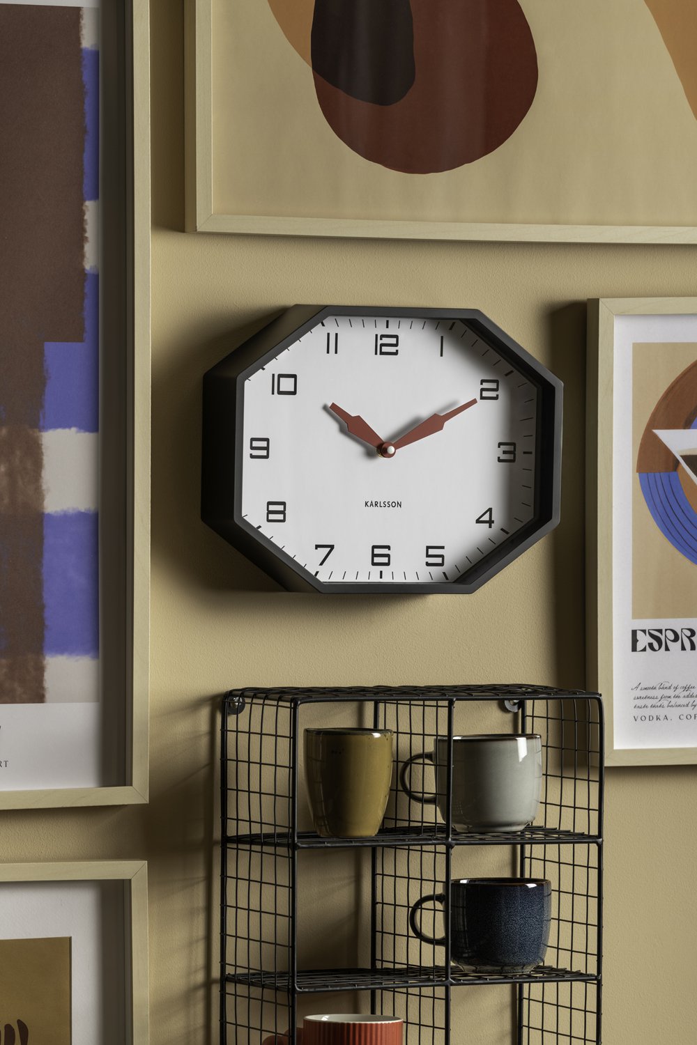Wandklok moderne fabriek achthoek