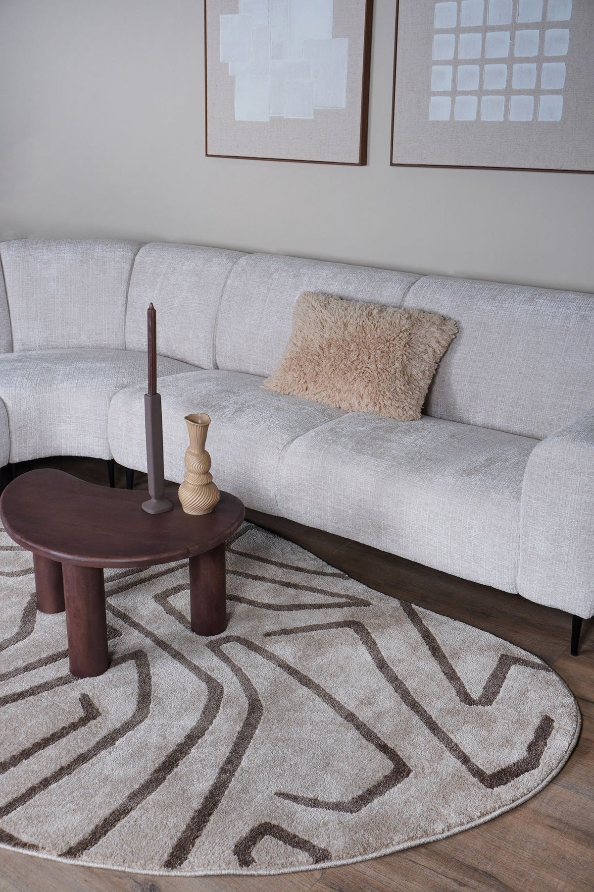 Vloerkleed Labyrint Beige - Organisch 160 x 230 cm