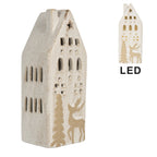 Decoratie Huis met LED 7x6x19 cm Beige Keramiek