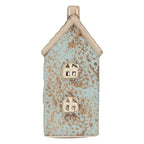 Waxinelichthouder Huis 8x7x15 cm Blauw Keramiek
