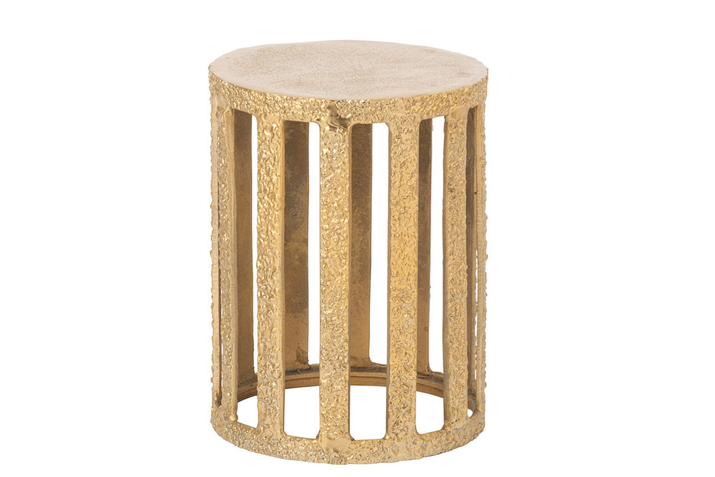 J-Line Gestreepte bijzettafel - aluminium - goud