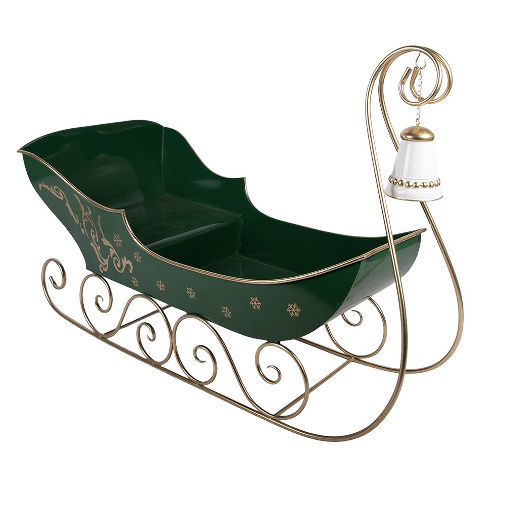 Kerstdecoratie Beeld Slee 141x60x92 cm Groen Metaal