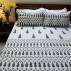 Laken | Katoenen handblok Blooming Garden | Set van 3 st