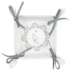 Broodmand 35x35x8 cm Wit Grijs Katoen Kat