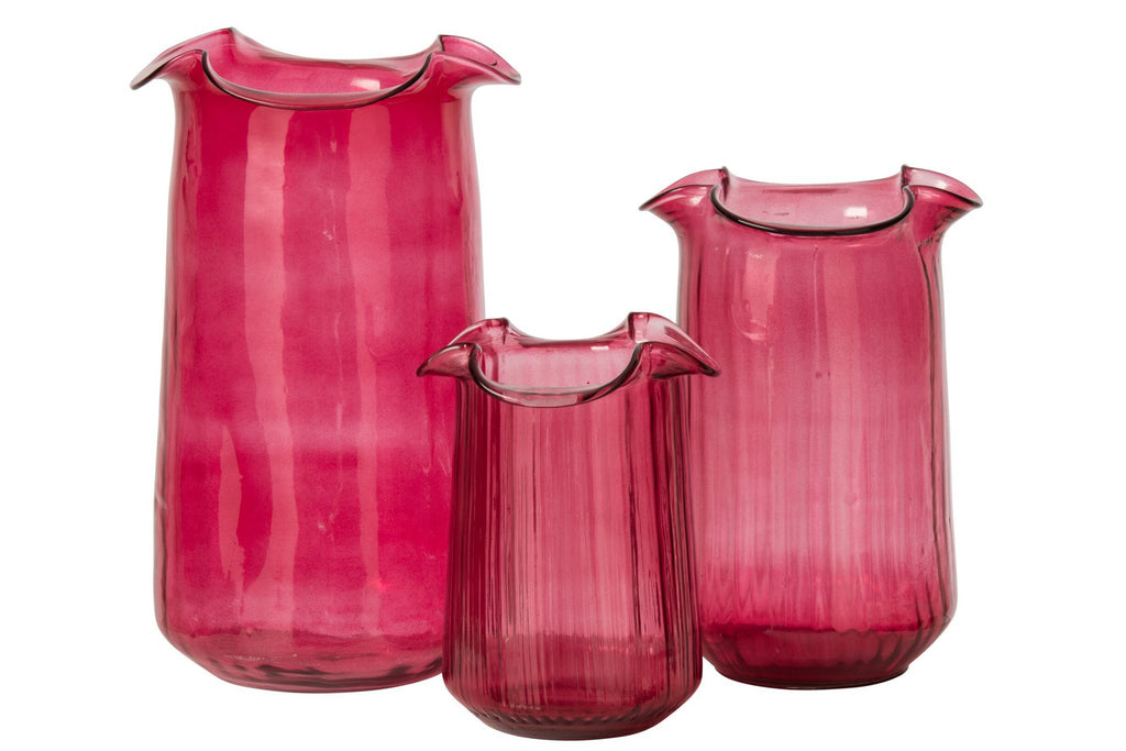 J-Line Vaas - glas - fuchsia - large