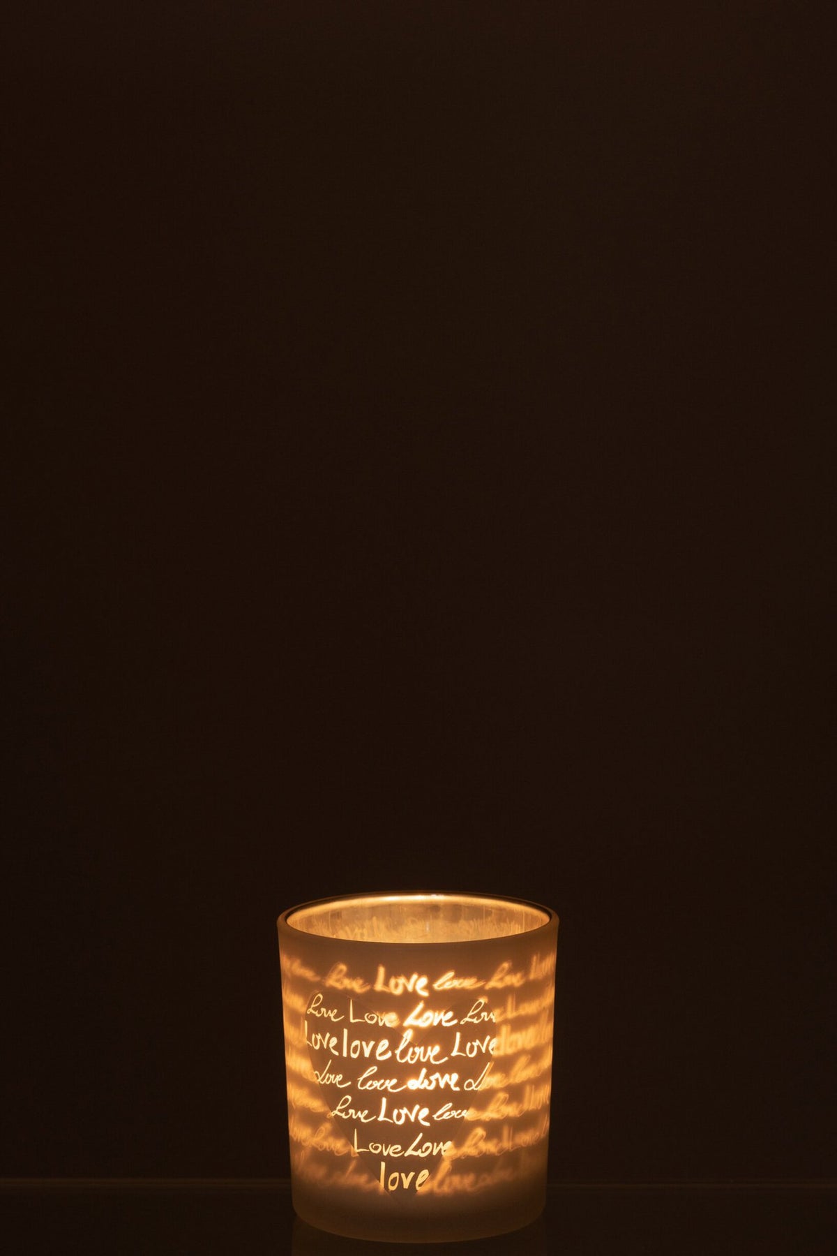 J-Line theelichthouder Love - glas - wit - small