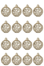J-Line kerstbal Barok - kunststof - champagne - doos van 16