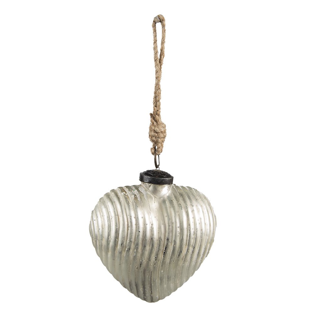 Kerstbal 7x4x8 cm Zilverkleurig Glas Kerstdecoratie