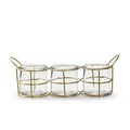 Metalen frame met 3 glazen 'willem' goud 32x8x12 cm