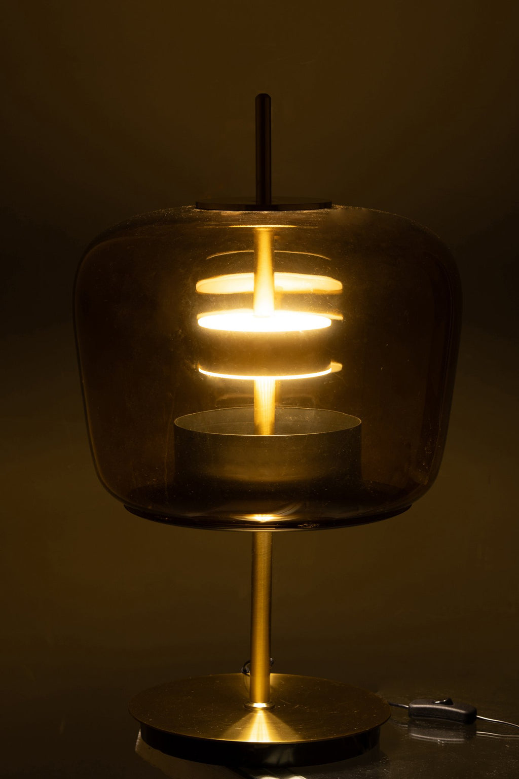 J-Line tafellamp - glas - bruin - LED lichtjes