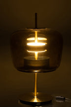 J-Line tafellamp - glas - bruin - LED lichtjes