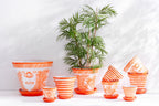 J-Line bloempot Granada Stripes - keramiek - oranje - small - Ø 21 cm