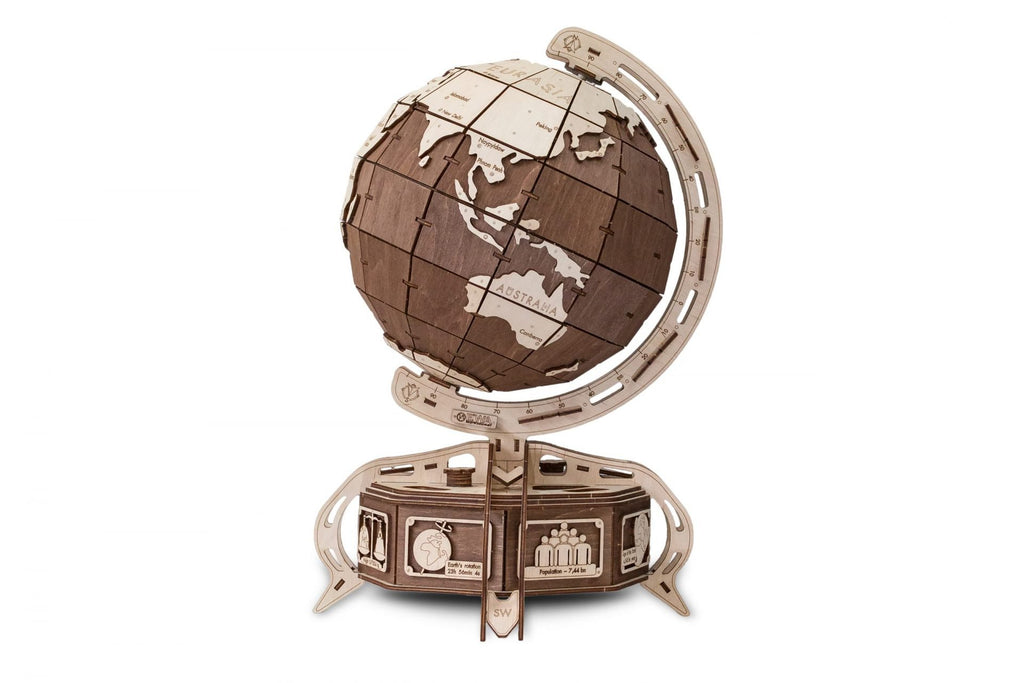 Eco Wood Art (EWA) 3D Mechanische Puzzel, Globe Bruin, 389, 32,x32x50,5cm