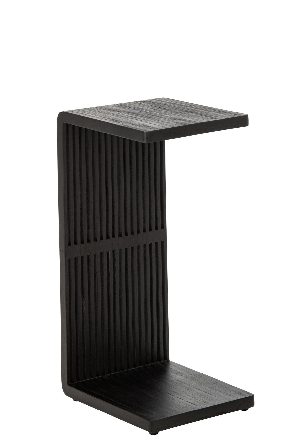 J-Line Bijzettafel met latten - gerecycled hout - zwart